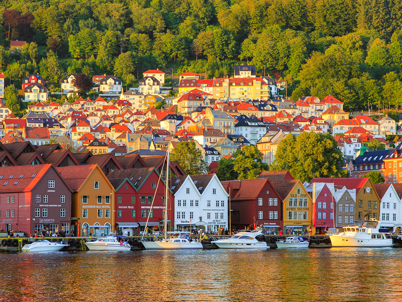 Sunset at Bryggen in Bergen